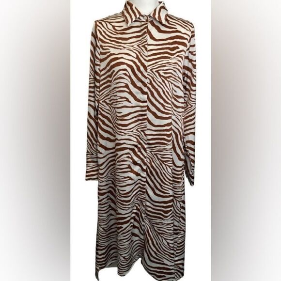 SEN Zebra Long Shirt Dress Small Super Cute - Picture 4 of 6